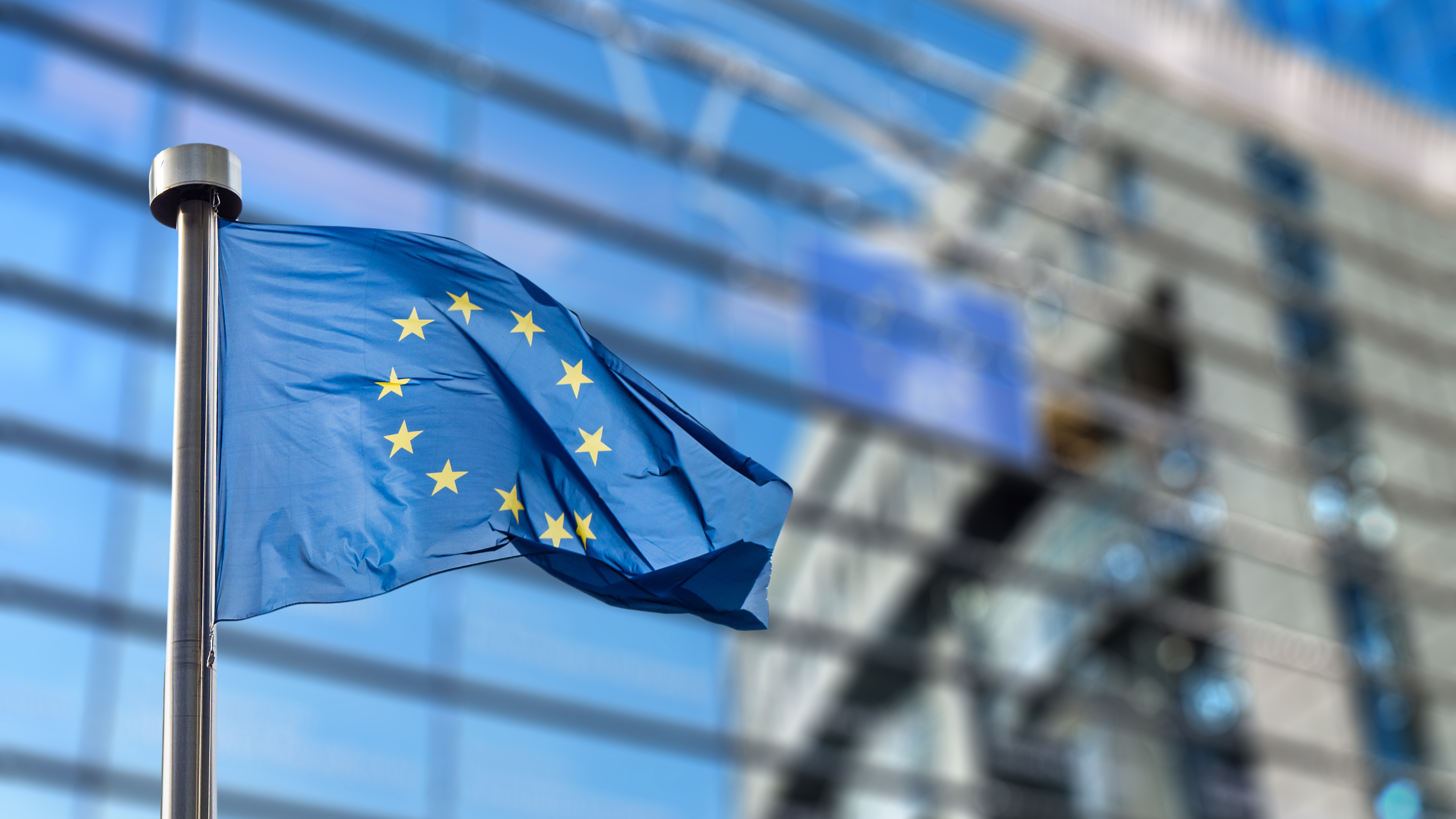 European Union flag in front of the European Parliament